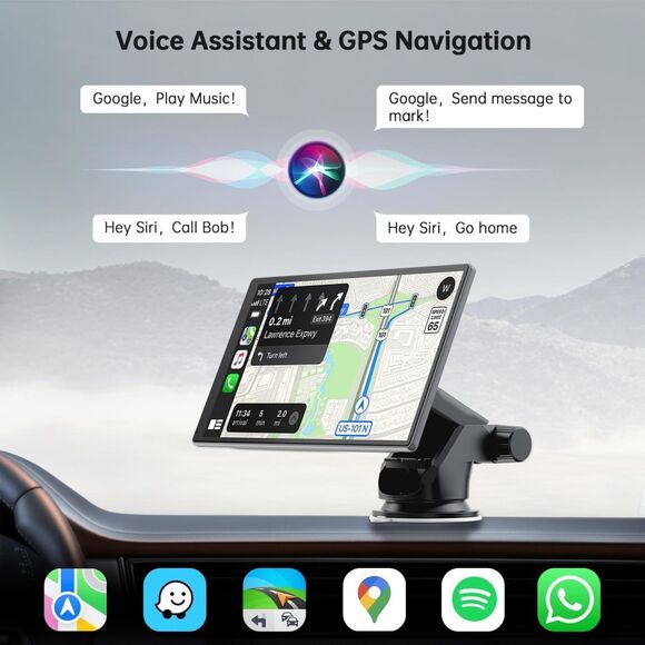 LAMTTO Portable Carplay Screen for Car,9-inch Wireless Carplay - Picture 2 of 8